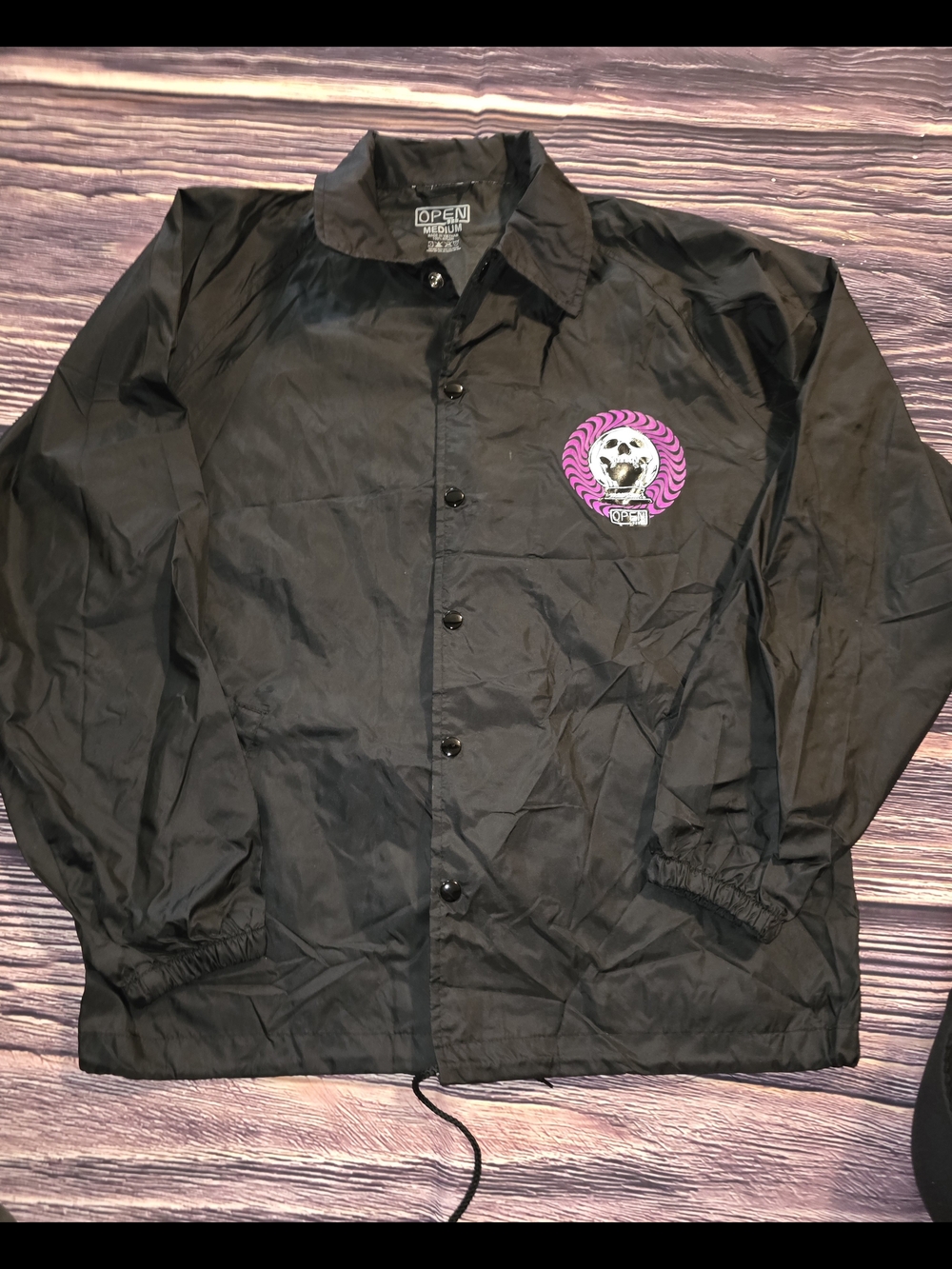 "Psychedelic Palm Readers" coaches jacket by the streetwear brand Open 925